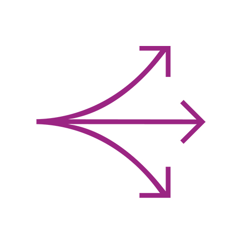 Three violet arrows